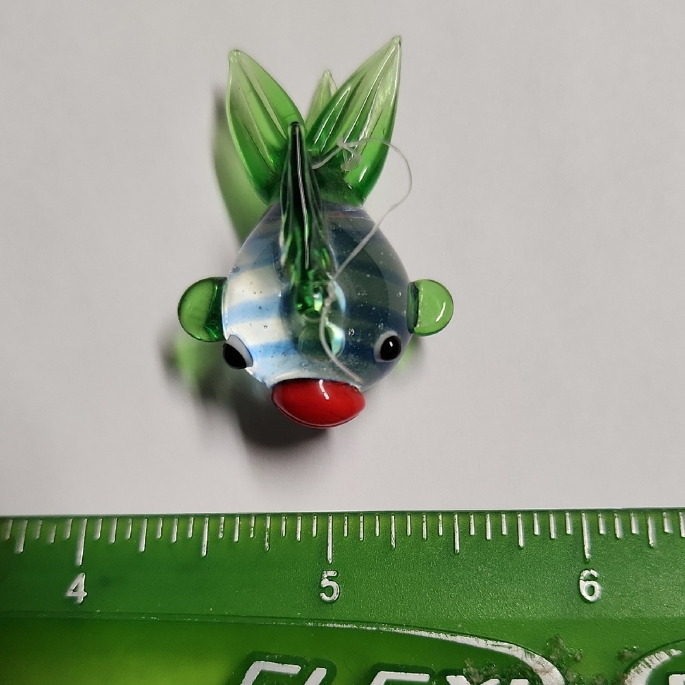 Glass Fish Ornament with Green and Red Accents